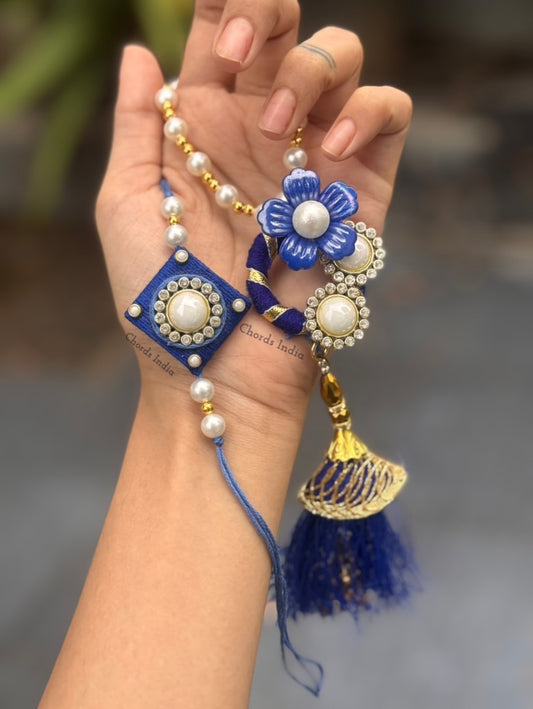 Varnika Couple Rakhi - Royal Blue Set