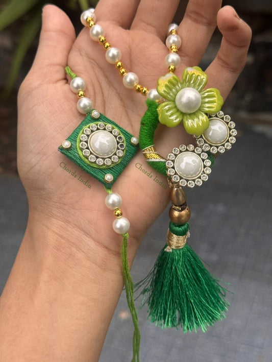 Varnika Couple Rakhi - Emerald Green Set