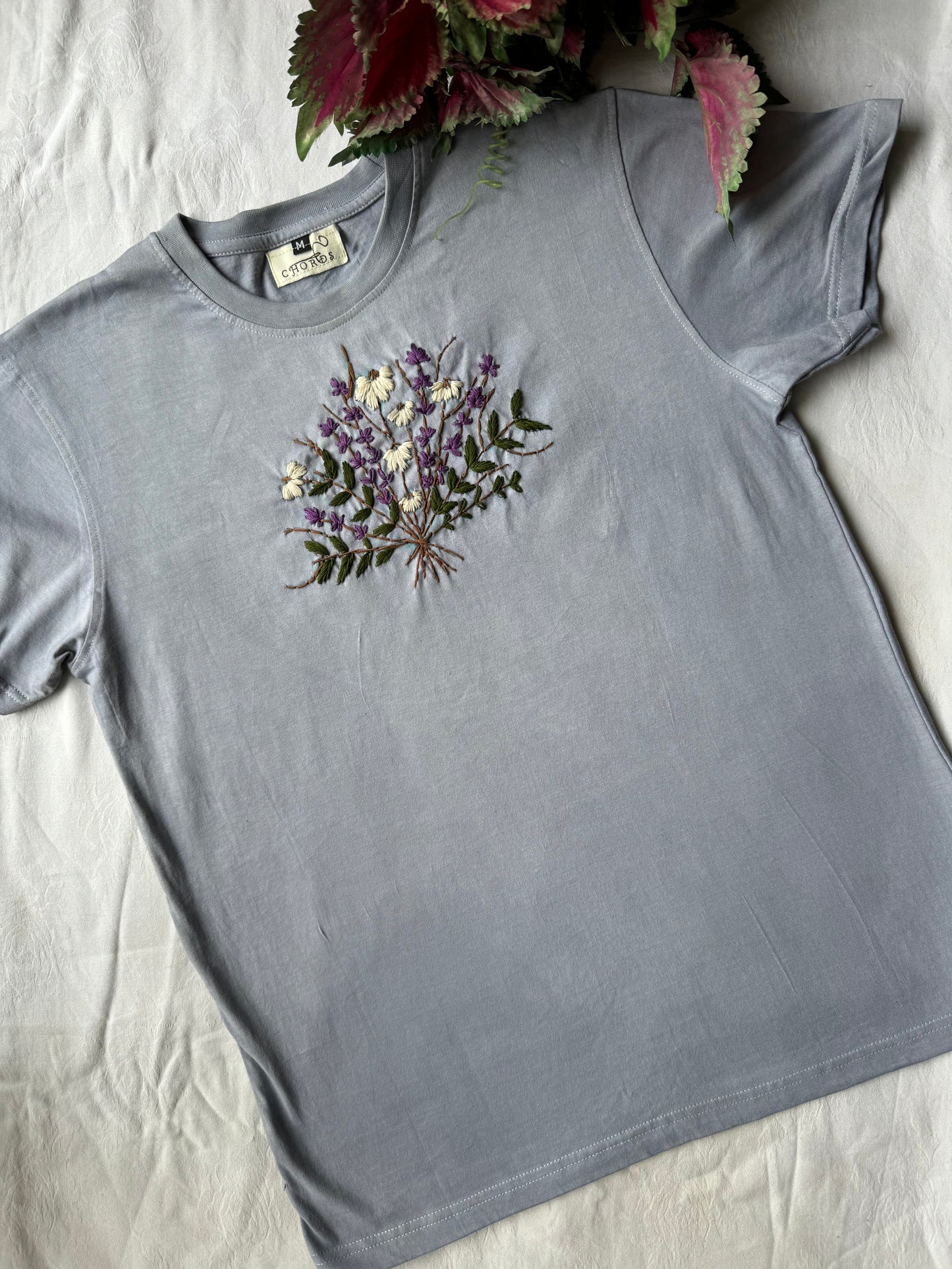 Embroidery Tee - Lavender Bouquet