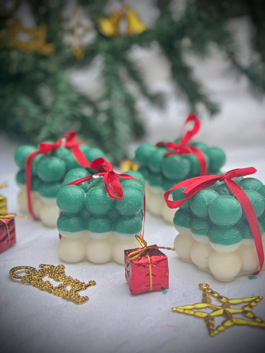 Festive Bubble Candle - GREEN & WHITE