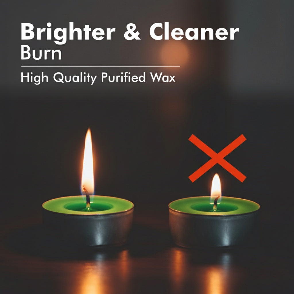 Light Green Tealight Candles | Pack of 50 | Unscented Purified Wax Candles | Smokeless, Dripless, Long Lasting | Perfect for Diwali, Christmas, Home Decoration & Festivals