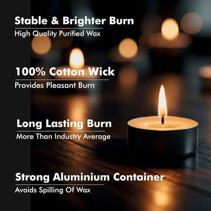 White Tealight Candles | Pack of 200 | Unscented Purified Wax Candles | Upto 3 Hour Burn Time | Smokeless & Dripless | Perfect for Diwali, Christmas, Celebration & Decoration