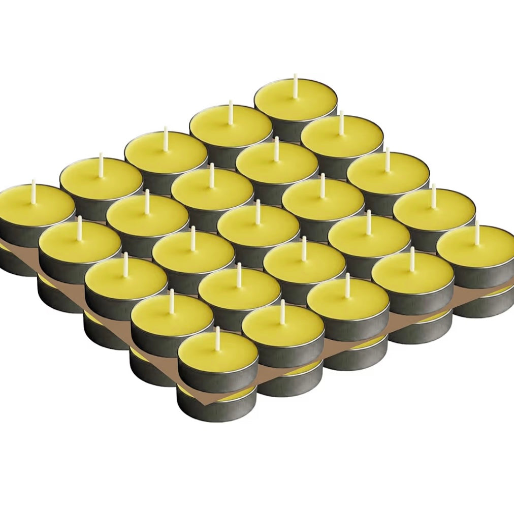 Yellow Tealight Candles | Pack of 50 | Unscented Purified Wax Candles | Smokeless, Dripless, Long Lasting | Perfect for Diwali, Christmas, Home Decoration & Festivals
