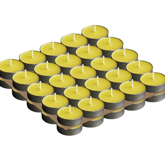 Yellow Tealight Candles | Pack of 50 | Unscented Purified Wax Candles | Smokeless, Dripless, Long Lasting | Perfect for Diwali, Christmas, Home Decoration & Festivals