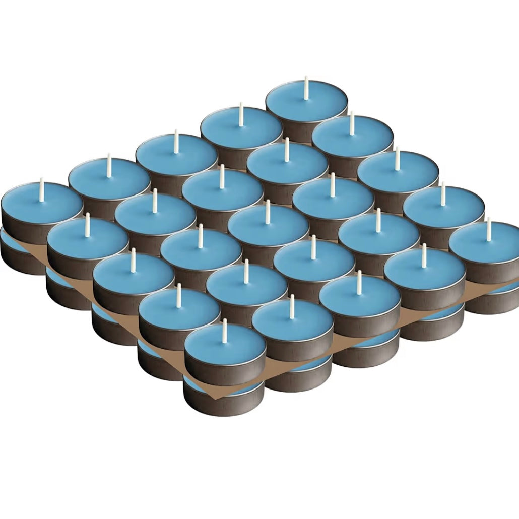 Blue Tealight Candles | Pack of 50 | Unscented Purified Wax Candles | Smokeless, Dripless, Long Lasting | Perfect for Diwali, Christmas, Home Decoration & Festivals