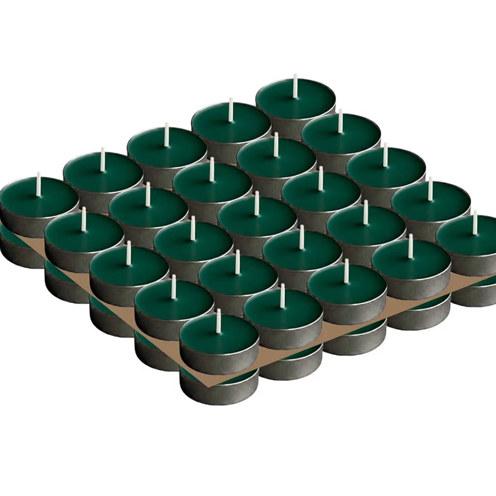 Green Tealight Candles | Pack of 50 | Unscented Purified Wax Candles | Smokeless, Dripless, Long Lasting | Perfect for Diwali, Christmas, Home Decoration & Festivals
