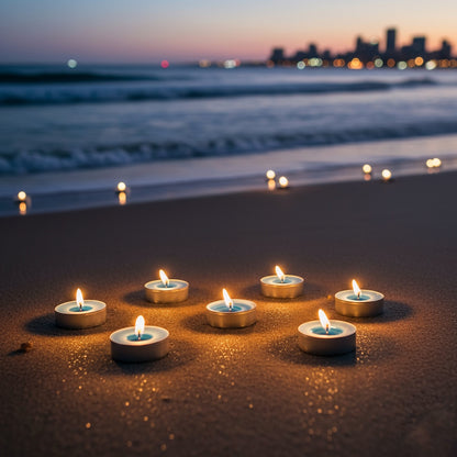 Blue Tealight Candles | Pack of 50 | Unscented Purified Wax Candles | Smokeless, Dripless, Long Lasting | Perfect for Diwali, Christmas, Home Decoration & Festivals