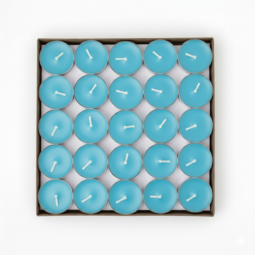 Blue Tealight Candles | Pack of 50 | Unscented Purified Wax Candles | Smokeless, Dripless, Long Lasting | Perfect for Diwali, Christmas, Home Decoration & Festivals