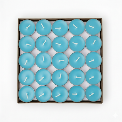 Blue Tealight Candles | Pack of 50 | Unscented Purified Wax Candles | Smokeless, Dripless, Long Lasting | Perfect for Diwali, Christmas, Home Decoration & Festivals