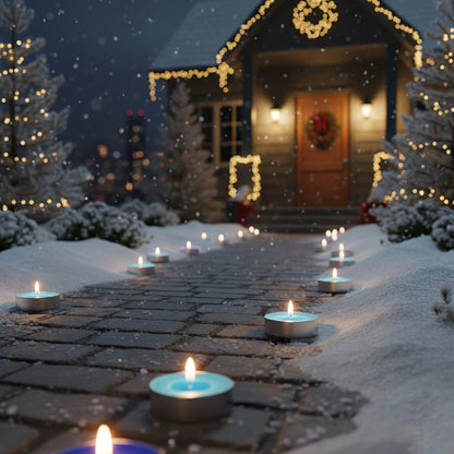 Blue Tealight Candles | Pack of 50 | Unscented Purified Wax Candles | Smokeless, Dripless, Long Lasting | Perfect for Diwali, Christmas, Home Decoration & Festivals