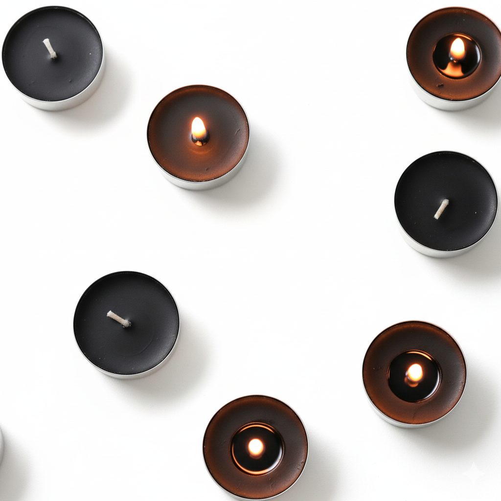 Black Tealight Candles | Pack of 50 | Unscented Purified Wax Candles | Smokeless, Dripless, Long Lasting | Perfect for Diwali, Christmas, Home Decoration & Festivals