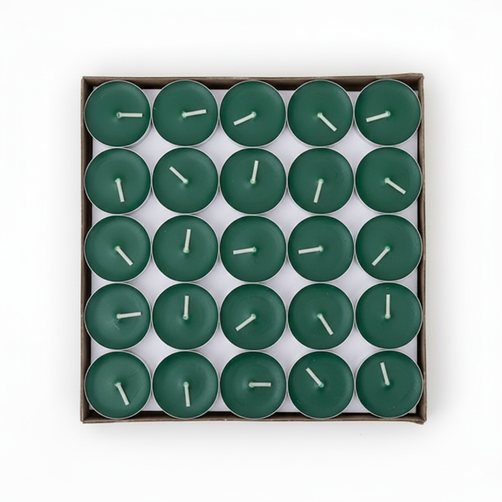 Green Tealight Candles | Pack of 50 | Unscented Purified Wax Candles | Smokeless, Dripless, Long Lasting | Perfect for Diwali, Christmas, Home Decoration & Festivals