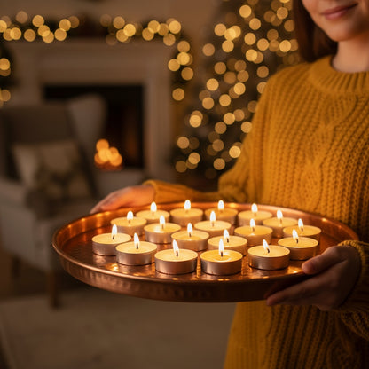 Yellow Tealight Candles | Pack of 50 | Unscented Purified Wax Candles | Smokeless, Dripless, Long Lasting | Perfect for Diwali, Christmas, Home Decoration & Festivals