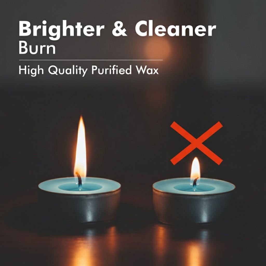 Blue Tealight Candles | Pack of 50 | Unscented Purified Wax Candles | Smokeless, Dripless, Long Lasting | Perfect for Diwali, Christmas, Home Decoration & Festivals