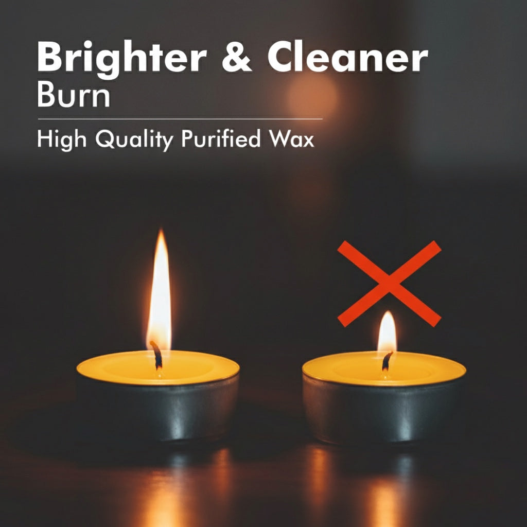 Yellow Tealight Candles | Pack of 50 | Unscented Purified Wax Candles | Smokeless, Dripless, Long Lasting | Perfect for Diwali, Christmas, Home Decoration & Festivals