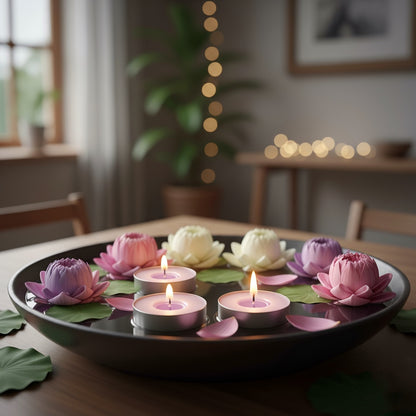 Purple Tealight Candles | Pack of 50 | Unscented Purified Wax Candles | Smokeless, Dripless, Long Lasting | Perfect for Diwali, Christmas, Home Decoration & Festivals | Lavendar Candles