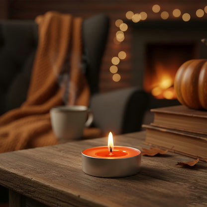 Orange Tealight Candles | Pack of 50 | Unscented Purified Wax Candles | Smokeless, Dripless, Long Lasting | Perfect for Diwali, Christmas, Home Decoration & Festivals