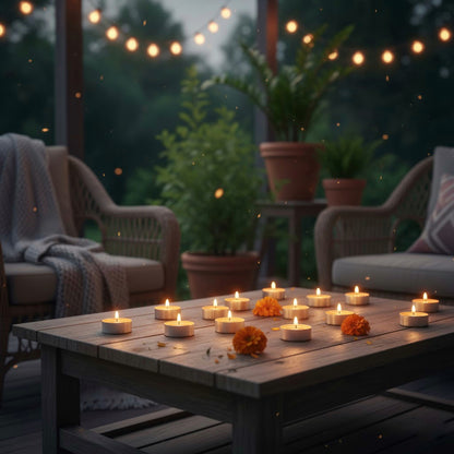 Orange Tealight Candles | Pack of 50 | Unscented Purified Wax Candles | Smokeless, Dripless, Long Lasting | Perfect for Diwali, Christmas, Home Decoration & Festivals