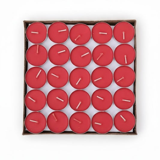 Red Tealight Candles | Pack of 50 | Unscented Purified Wax Candles | Smokeless, Dripless, Long Lasting | Perfect for Diwali, Christmas, Home Decoration & Festivals